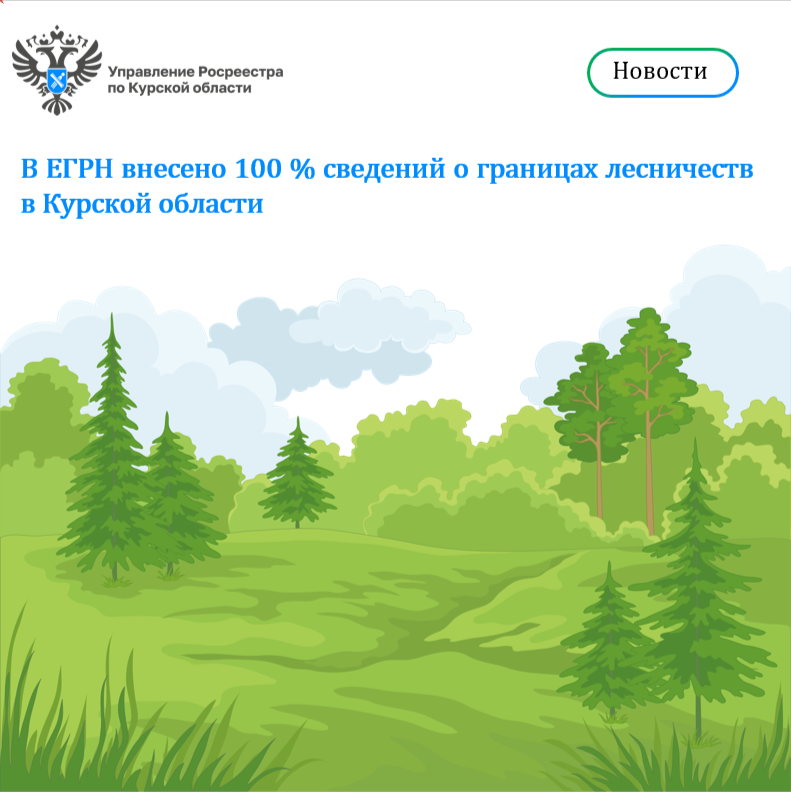 В ЕГРН внесено 100% сведений о границах лесничеств Курской области.